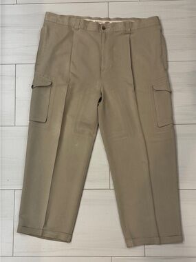 Vintage Baracuta 100% Silk Pleated Cargo Pants Slacks Tan 44